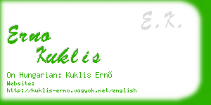 erno kuklis business card
